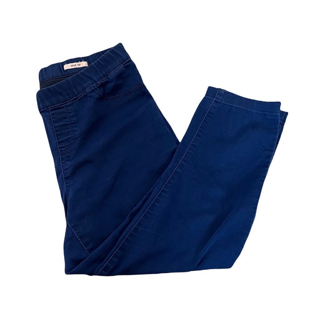 Blue Cropped Stretch Pull On Capri Cropped Pant 38
